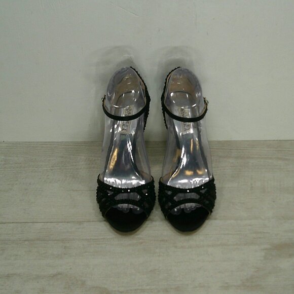 Sexy Badgley Mischka Tansy Dressy Embellished Peep Toe Stiletto Heels w bag SZ 8 - Picture 3 of 15